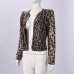 Tailored sequined shoulder cotton leopard print suit