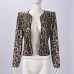 Tailored sequined shoulder cotton leopard print suit