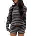 Round neck elastic stripe set for autumn Round neck elastic stripe set for autumn