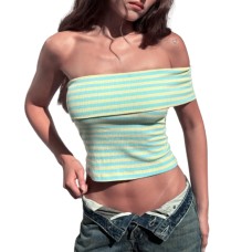 Backless strapless striped top for women