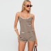Slim striped backless suspender suit for women Slim striped backless suspender suit for women