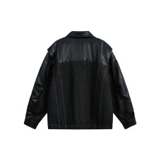 Men's Cowboy PU Patchwork Jacket