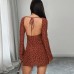 Strap jacquard flared sleeve dress for women