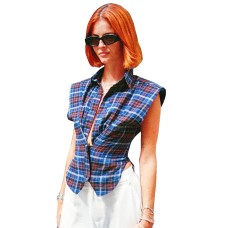 Sleeveless irregular striped shirt for women