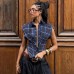 Sleeveless irregular striped shirt for women