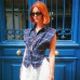 Sleeveless irregular striped shirt for women
