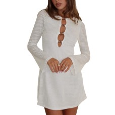 Minimally hollowed out long sleeved dress for women