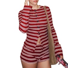 Slim striped long sleeved suit for women