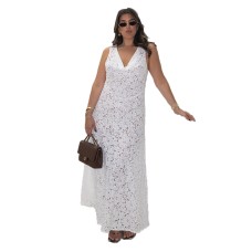 Sexy slim fit lace wave neck sleeveless dress for women