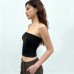 Slim fit backless navel exposed embroidered strapless woman