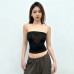 Slim fit backless navel exposed embroidered strapless woman