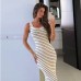 Slim fit elastic sleeveless striped dress