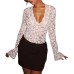Slim lace V-neck flared sleeve top for women
