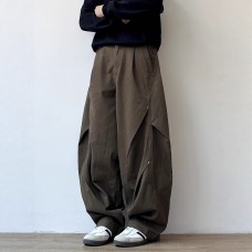 Factory Direct SupplyStyle Vintage Wide Leg Cargo Pants for Men and Women Pleated Design Loose FitVersatile Straight Leg Long Pants
