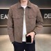 Suede Jacket Men Autumn Winter Fashion Brand Turn-down Collar Slim Fit Trendy Outerwear