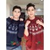 Cozy Red Fair Isle Thick Knit Sweater for Men Winter New Year Christmas Outfit Lazy Style Couple Sweater