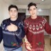 Cozy Red Fair Isle Thick Knit Sweater for Men Winter New Year Christmas Outfit Lazy Style Couple Sweater