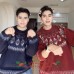 Cozy Red Fair Isle Thick Knit Sweater for Men Winter New Year Christmas Outfit Lazy Style Couple Sweater