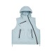 Wind Hooded Down Vest with Asymmetric Zipper