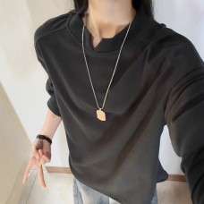 Double-Sided Velvet Small V-Neck Long Sleeve T-Shirt for Men, Autumn/Winter Wearable Outer Layer, Inner Layer, Regular Shoulder, Basic Top