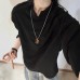 Double-Sided Velvet Small V-Neck Long Sleeve T-Shirt for Men, Autumn/Winter Wearable Outer Layer, Inner Layer, Regular Shoulder, Basic Top
