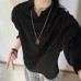 Double-Sided Velvet Small V-Neck Long Sleeve T-Shirt for Men, Autumn/Winter Wearable Outer Layer, Inner Layer, Regular Shoulder, Basic Top