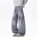 Deconstructed Oversized Pocket Cargo Jeans for Men and Women, Spring Autumn Winter Streetwear Distressed Knife-Shape Casual Wide-Leg Pants