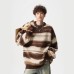 Cashmere Blend Crewneck Sweater for Men and Women, Autumn/Winter Casual Color-block Stripe Knitwear, Loose Relaxed Fit Couple's Basic Layering Top