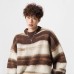 Cashmere Blend Crewneck Sweater for Men and Women, Autumn/Winter Casual Color-block Stripe Knitwear, Loose Relaxed Fit Couple's Basic Layering Top