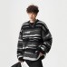Cashmere Blend Crewneck Sweater for Men and Women, Autumn/Winter Casual Color-block Stripe Knitwear, Loose Relaxed Fit Couple's Basic Layering Top