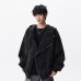 Heavyweight Tie-Dye Diagonal Zipper Hoodie Jacket for Men Winter Retro Deconstructed Design Streetwear Cool Couple Outerwear