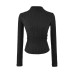 Half high collar waist pleated slim fit long sleeved top