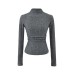 Half high collar waist pleated slim fit long sleeved top