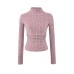 Half high collar waist pleated slim fit long sleeved top