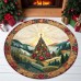 Round Christmas Faux Wool Floor Rug for Living Room Easy to Clean and Maintain