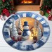 Round Christmas Faux Wool Floor Rug for Living Room Easy to Clean and Maintain