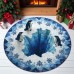 Round Christmas Faux Wool Floor Rug for Living Room Easy to Clean and Maintain