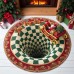 Round Christmas Faux Wool Floor Rug for Living Room Easy to Clean and Maintain