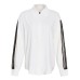 Collar pleated contrasting striped top