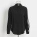 Collar pleated contrasting striped top