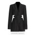 V-neck long sleeved patchwork one button suit