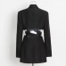 V-neck long sleeved patchwork one button suit
