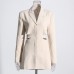 V-neck long sleeved patchwork one button suit