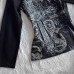 Black printed T retro V long sleeved waist slimming top Black printed T retro V long sleeved waist slimming top