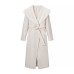 Two tone large lapel woolen coat