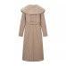 Two tone large lapel woolen coat