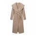 Two tone large lapel woolen coat