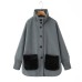 Stand up collar knitted patchwork woolen coat jacket