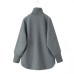 Stand up collar knitted patchwork woolen coat jacket