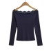 Slim fit floral long sleeved one shoulder off the shoulder top